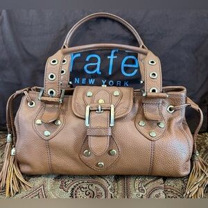 Rafē New York Cognac Leather Shoulder Bag w/Gold Hardware Dust Bag Included EUC